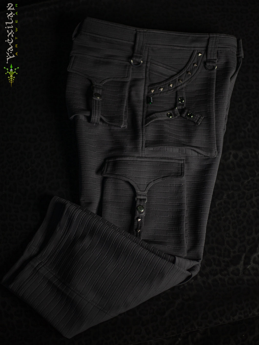 Pants Men / Punk Baggy Pockets High Tech Alien - NIGHT ASH